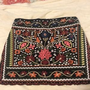 Embroidered a-line skirt